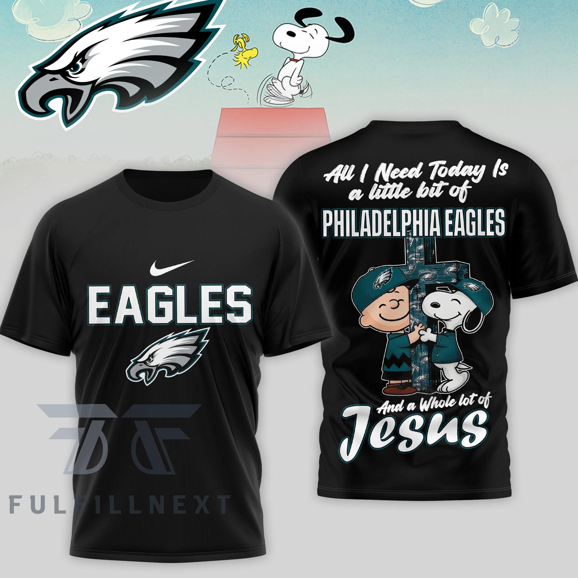 Philadelphia Eagles Peanuts Charlie Brown Snoopy T-Shirt - Image 2