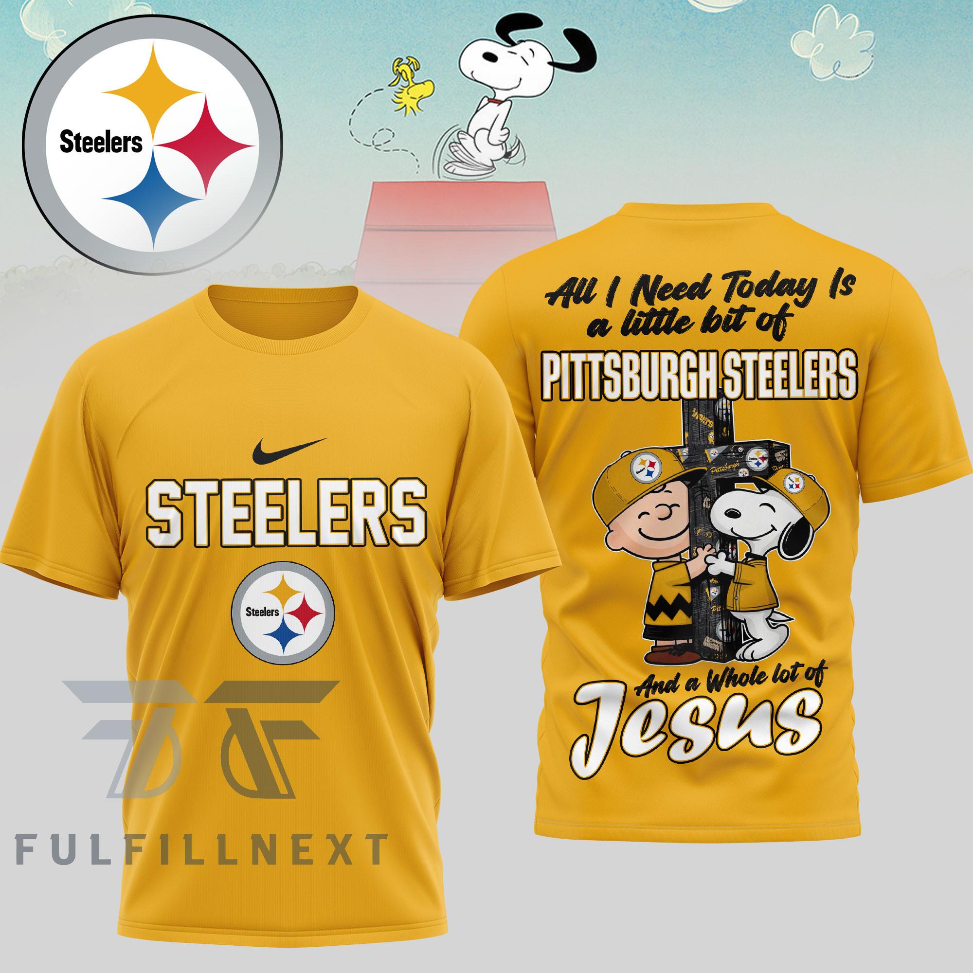 Pittsburgh Steelers Peanuts Charlie Brown Snoopy T-Shirt - Image 3