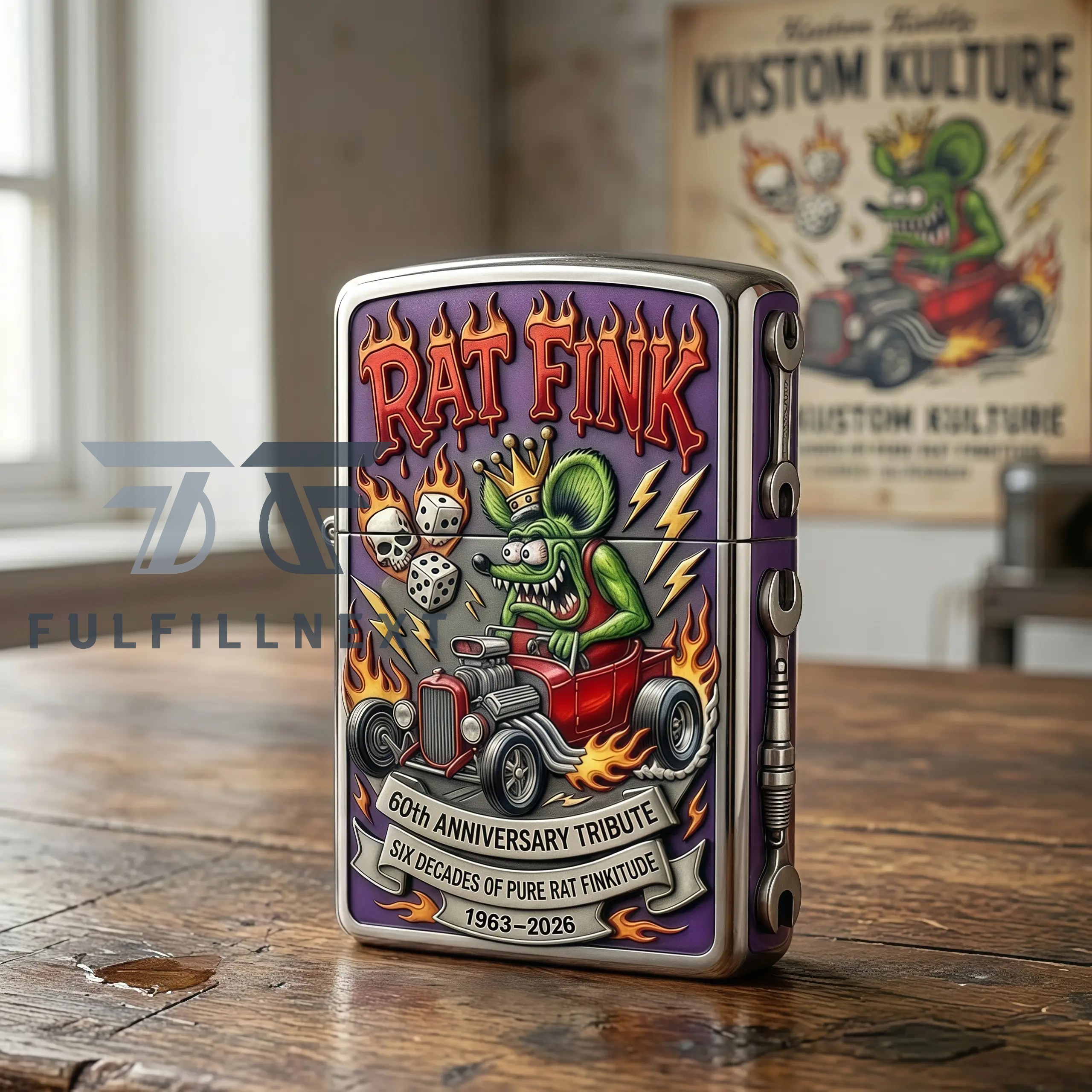 Rat Fink 60th Anniversary Kustom Kulture Zippo Lighter - Image 5