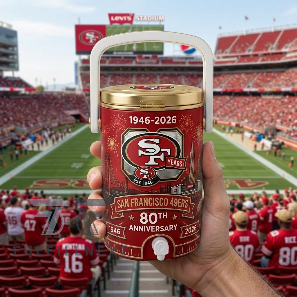 San Francisco 49ers 80th Anniversary 1946-2026 Dugout Cooler Cup - Image 3