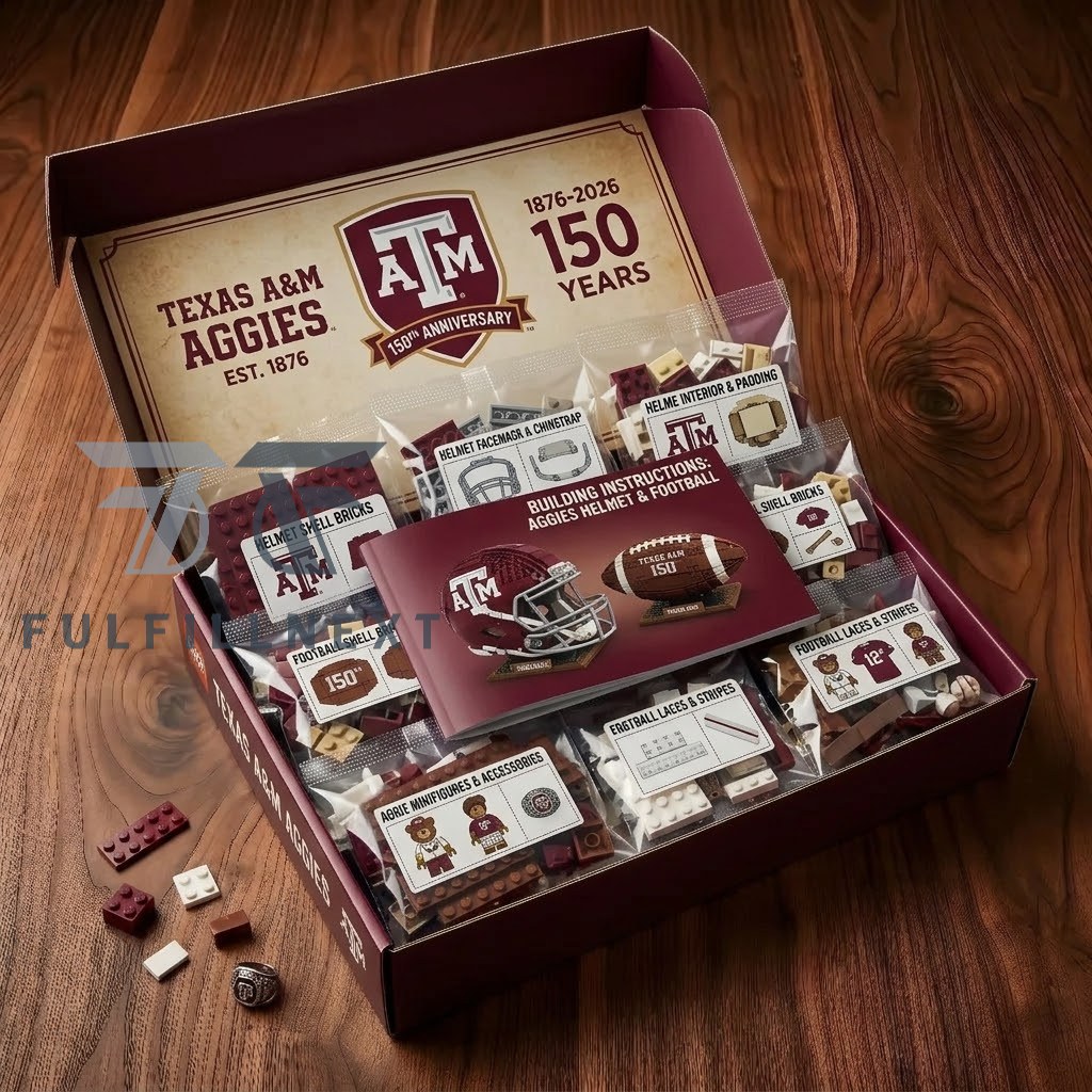 Texas A&M Aggies 150th Anniversary Football Helmet and Football Building Bricks Set - Image 2