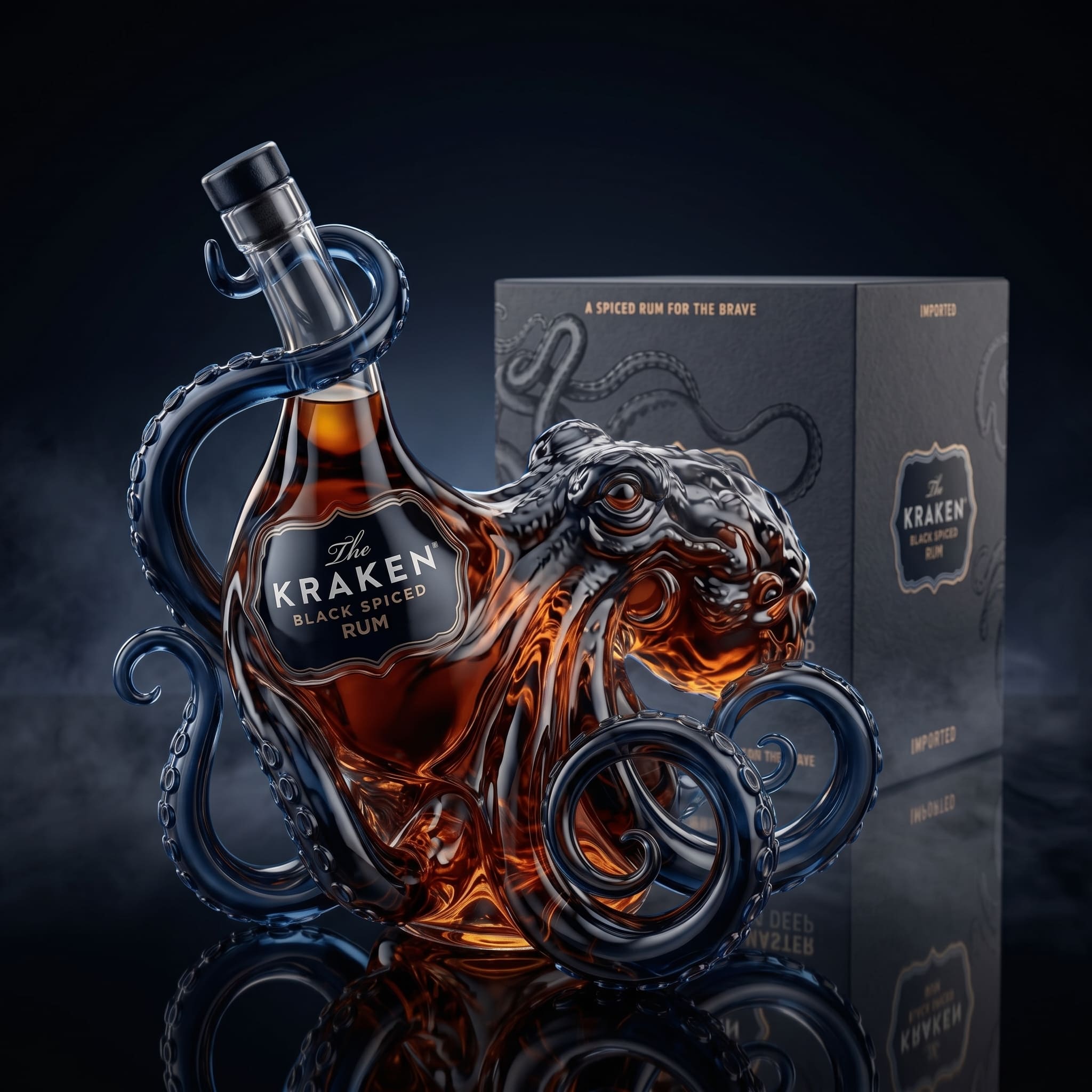 The Kraken Black Spiced Rum Bottle