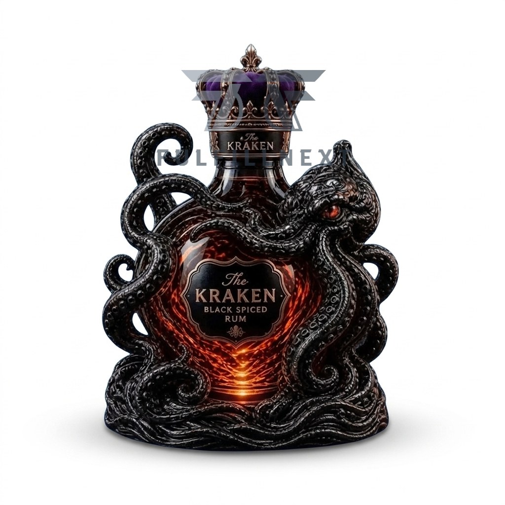 The Kraken Black Spiced Rum Bottle