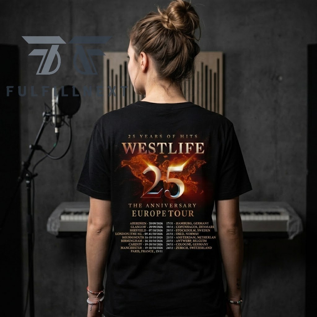 Westlife 25th Anniversary Euro Tour T-Shirt - Image 3