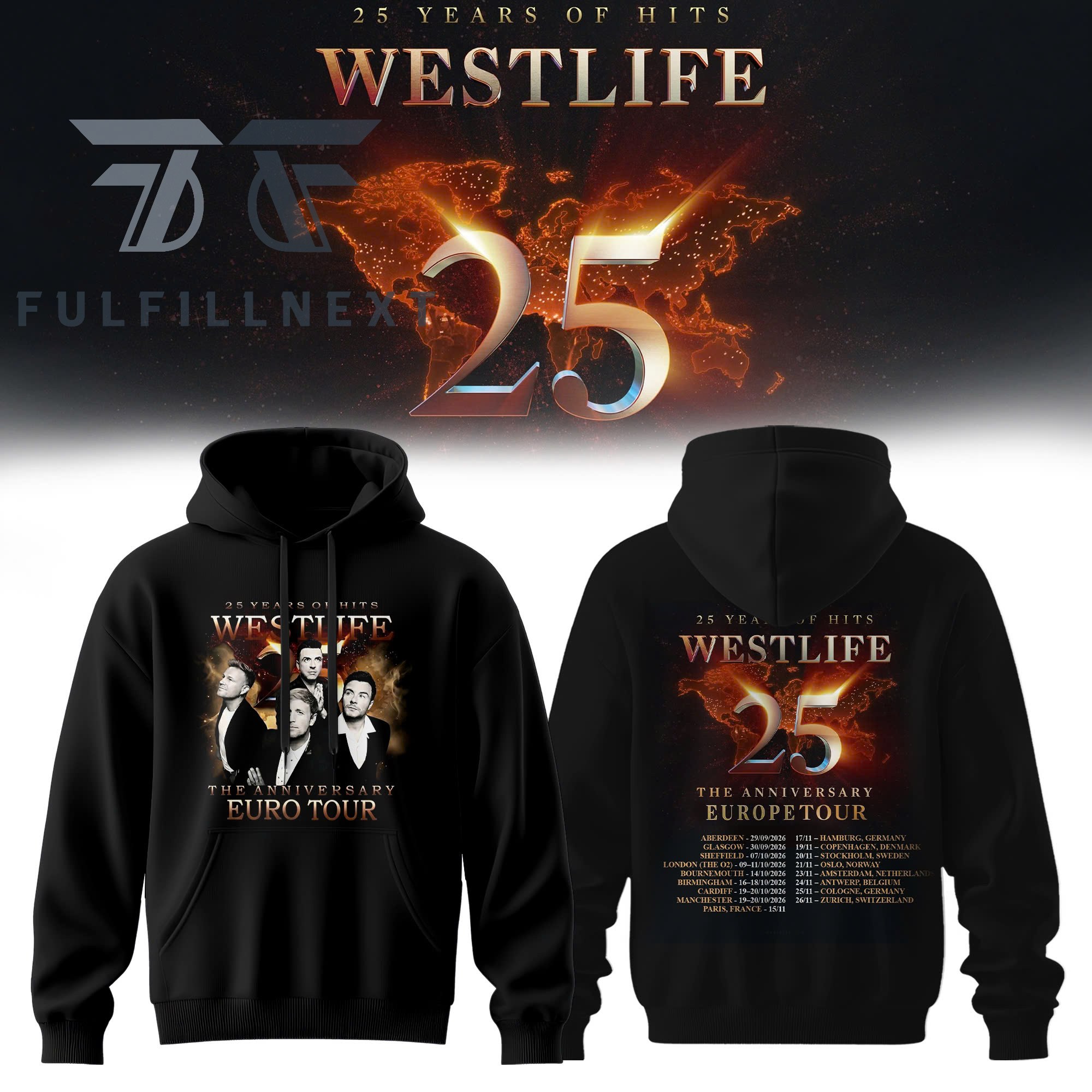 Westlife 25th Anniversary Europe Tour Hoodie