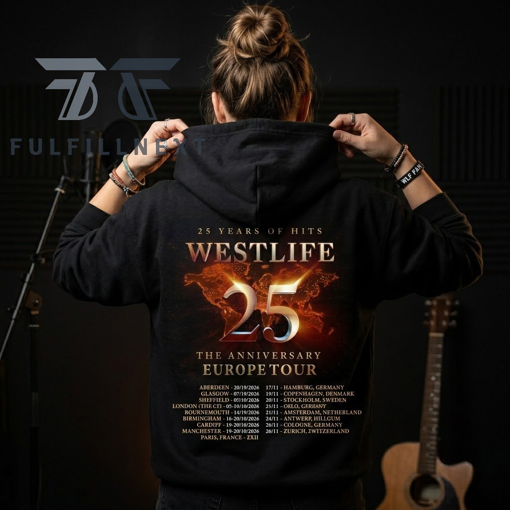 Westlife 25th Anniversary Europe Tour Hoodie - Image 3